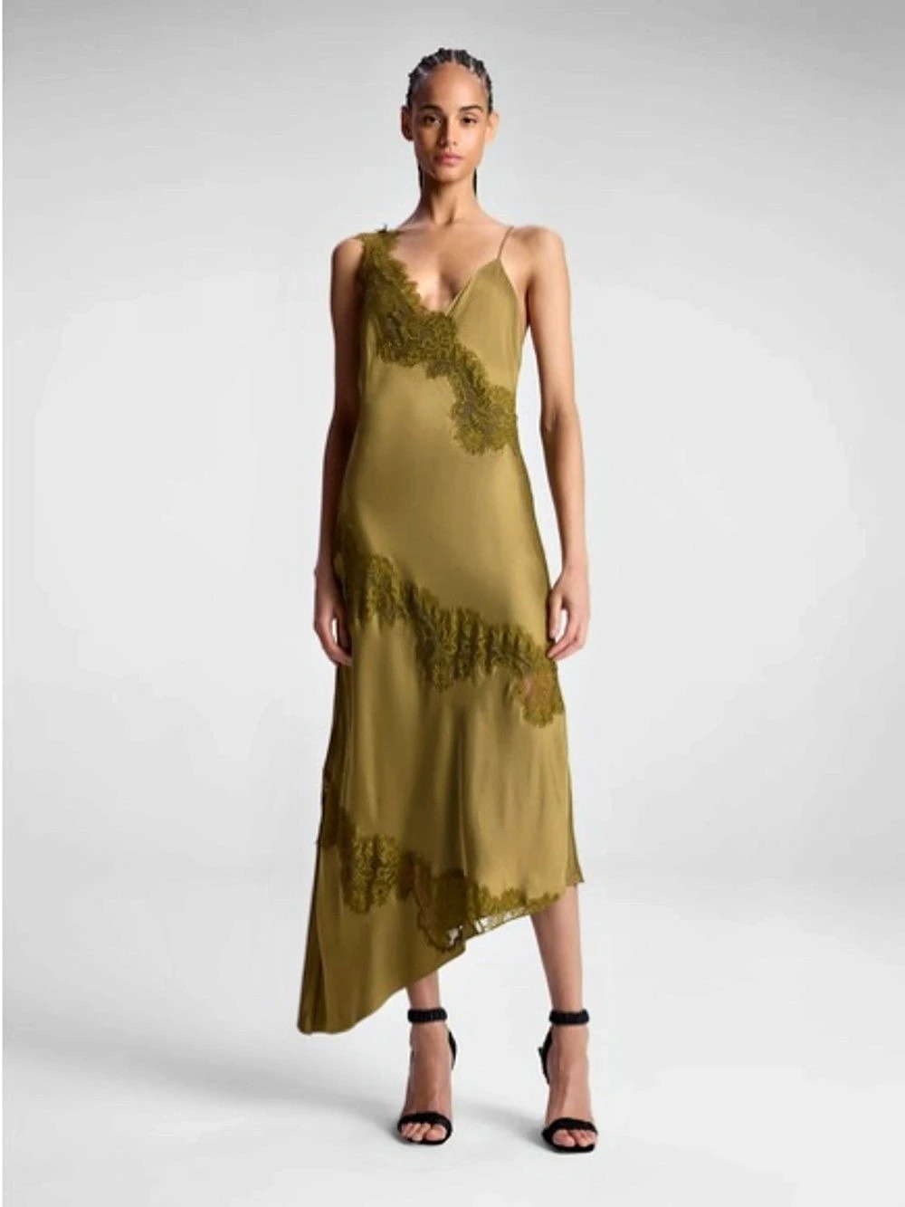 A.L.C. Stella Dress. Lace Trim Maxi Dress in Green Size 6 NWT